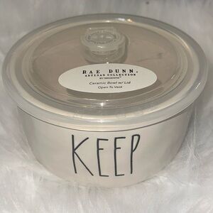 Brand New Rae Dunn KEEP ceramic bowl with venting lid